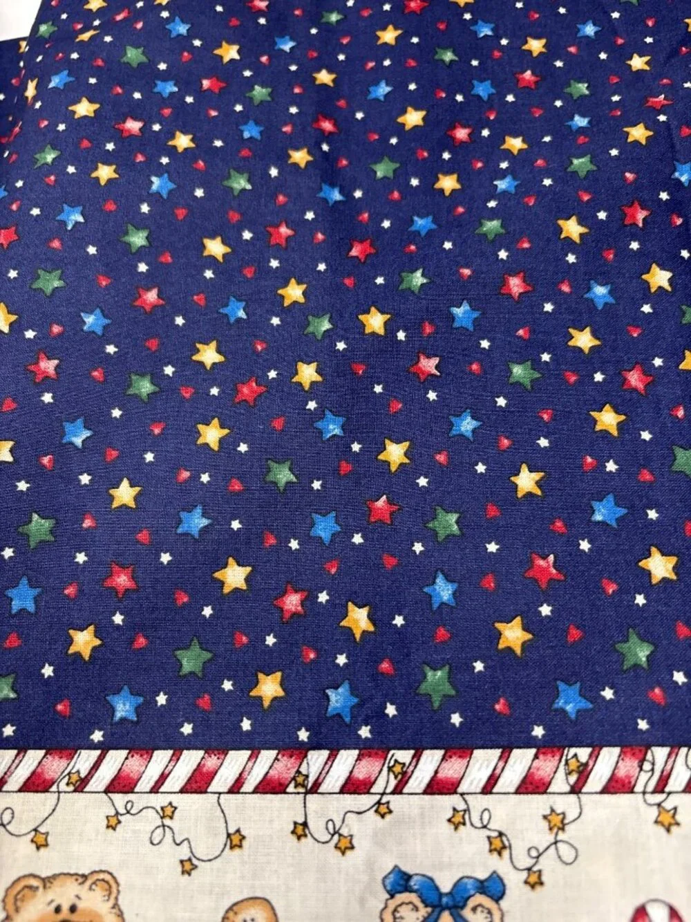 Christmas Teddy Bear Fabric Border Cotton 18